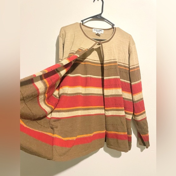 Alfred Dunner Women's Striped Sweater - Red and Tan - Picture 4 of 8